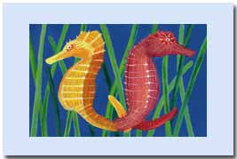 two seahorse with intertwined tails