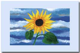 sunflower with clouds behind