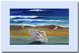 surfs up beach card