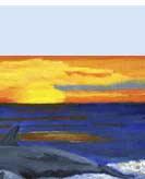 sunset with dolphins in ocean handmade greeting card