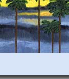 palmtrees at sunset handmade greeting card
