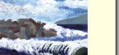waves crashing by lighthouse handmade greeting card