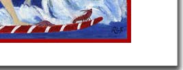 lobster surfing holiday greeting card