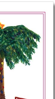 palm tree decorated with holiday lights holiday greeting cardcard