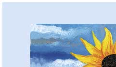 clouds behind sunflower handmade greeting card
