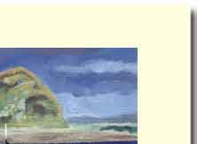 rock at moro bay greeting card