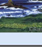 ocean waves by lighthouse painting and greeting card