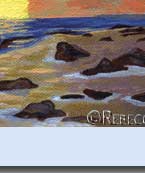 beach at sunset handmade greeting card