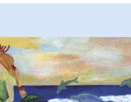 dolphins jumping greeting card