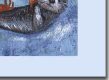 otter holding crab greeting card